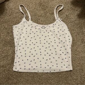 Garage White and Blue Floral Tank